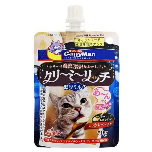 Рідкі ласощі для котів CattyMan Creamy Milk, Пюре з молоком