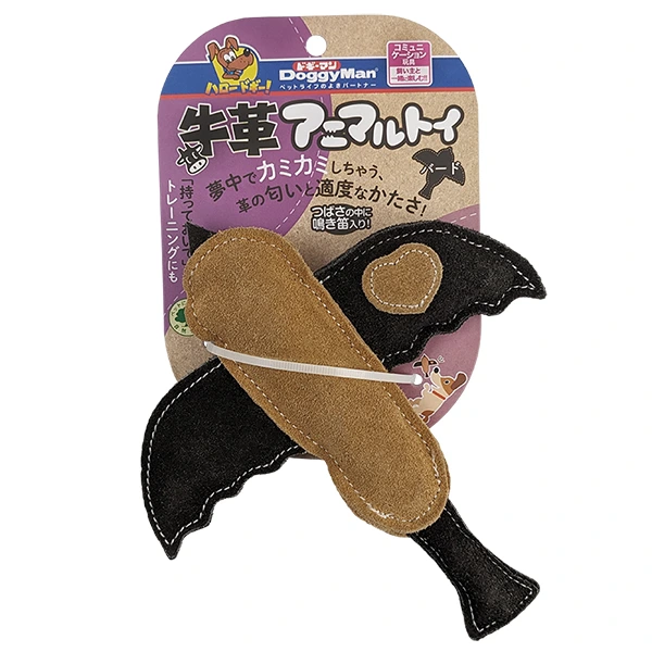 Жувальна іграшка для собак DoggyMan Leather Bird, з пищалкою