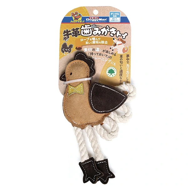 Жувальна іграшка для собак DoggyMan Leather Chicken With Rope