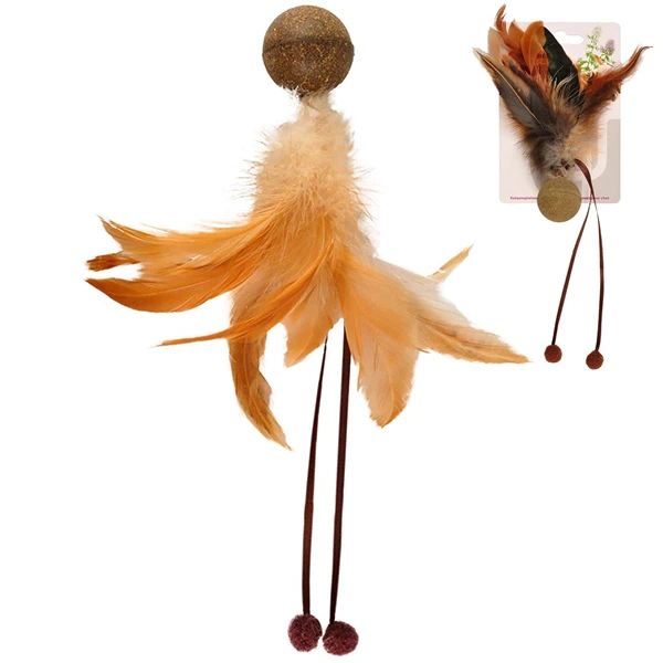 Іграшка для котів Flamingo Catnip Ball & Feather, з котячою м’ятою та пір’ям