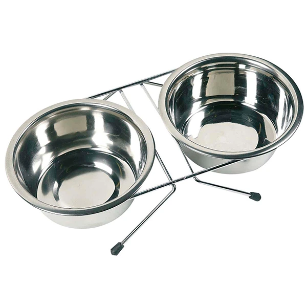 Миски для собак Flamingo Dinner Set, 2 шт на підставці, нержавіюча сталь