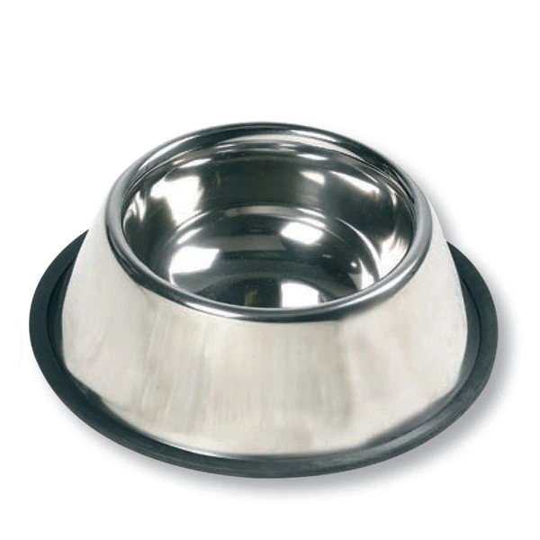 Миска для собак Flamingo Dish Rubber Rim, з гумовим обідком, неіржавна сталь, 0.47 л