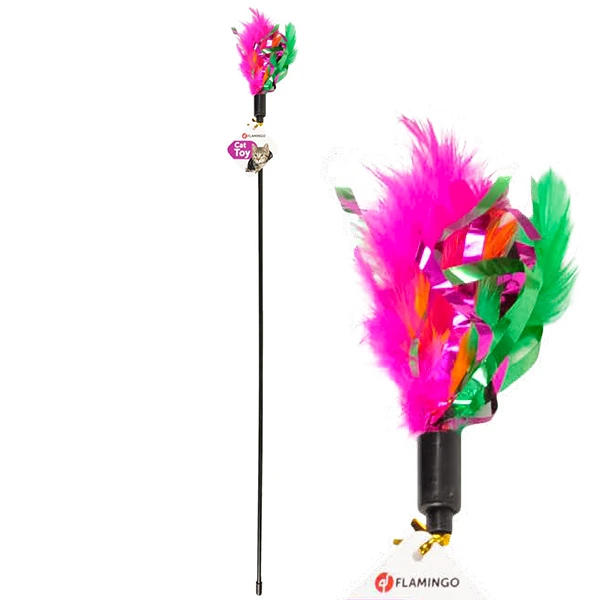 Іграшка для котів Flamingo Feather Stick, дражнилка з пір’ям