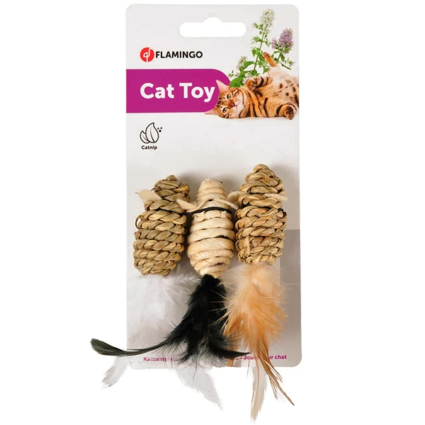 Іграшка для котів Flamingo Gaby Mouse, сизалева, з котячою м’ятою