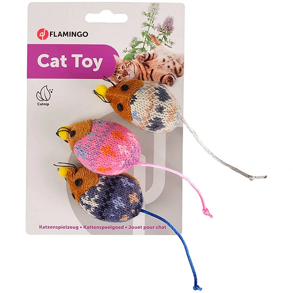 Іграшка для котів Flamingo Mohaire Mouse, з котячою м’ятою