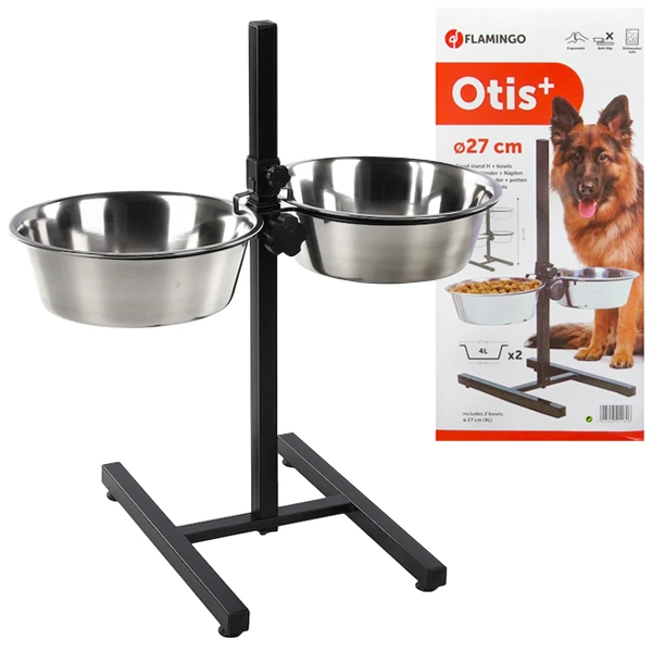 Миски для собак Flamingo Otis+ H-Stand L, на штативі, 2х4л