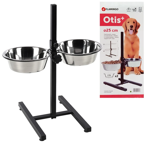 Миски на штативі для собак Flamingo Otis+ H-Stand M, 2х2.5л
