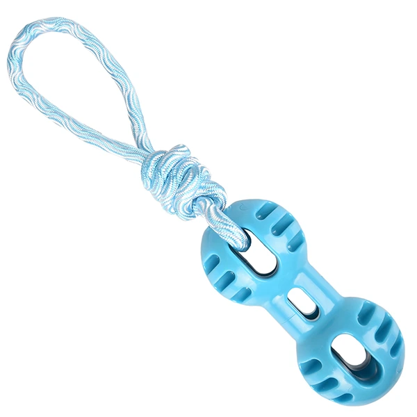 Іграшка для собак Flamingo Rudo Dumbbell With Rope, блакитний
