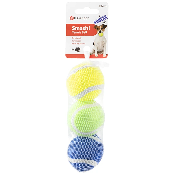 М'яч для собак Flamingo Smash Tennis Ball, 5 см, з пищалкою, набір 3 шт.