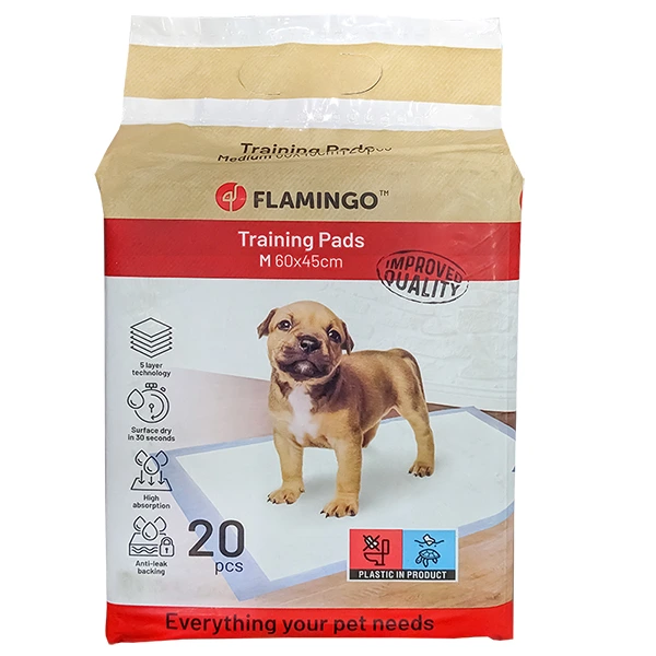 Одноразова пелюшка для цуценят Flamingo Training Pads Puppy, M, 60 см х 45 см, 20 од