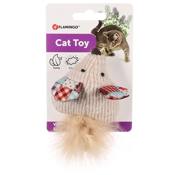 Іграшка для котів Flamingo Vinta Mouse, Миша, шурхотлива з котячою м'ятою