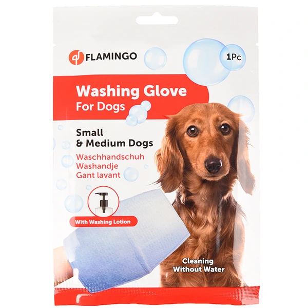 Рукавиця-серветка для собак Flamingo Washing Glove Dog, для миття без води
