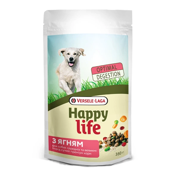 Корм для собак Happy Life Adult with Lamb, для середніх та великих порід, 0.35 кг