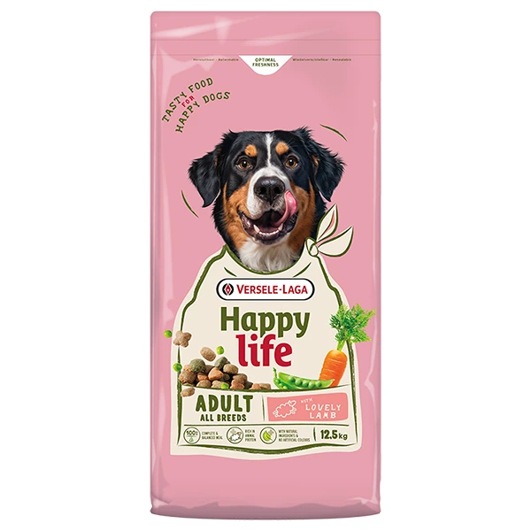 Корм для собак Happy Life Adult, з ягням, для усіх порід, 12.5 кг