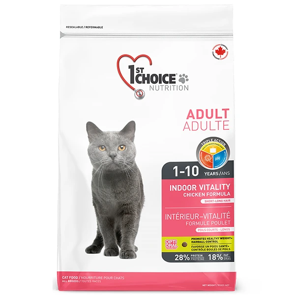 Корм для котів 1st Choice Adult Indoor Vitality, Курка, 2.72 кг