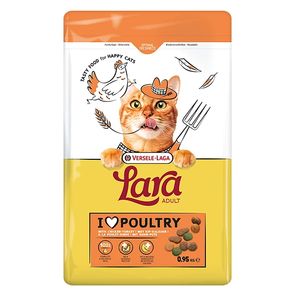 Корм для котів Lara Adult, Курка та Індичка, 0.95 кг