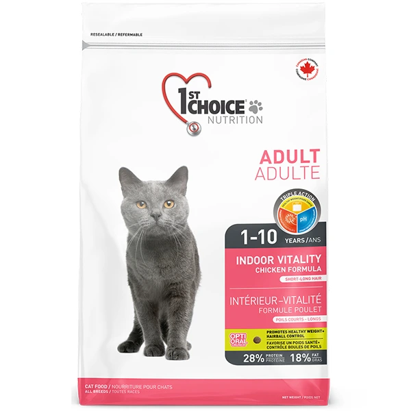 Корм для котів 1st Choice Adult Indoor Vitality, Курка, 10 кг