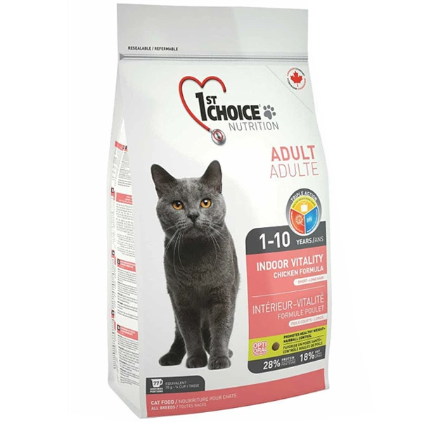 Корм для котів 1st Choice Adult Indoor Vitality, Курка, 5.44 кг