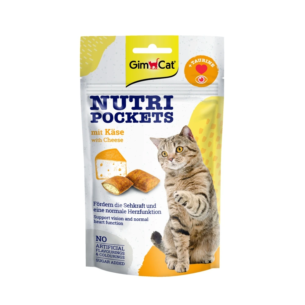 Вітамінні ласощі GimCat Nutri Pockets для котів для здоров_я серця та зору з сиром та таурином 60 г