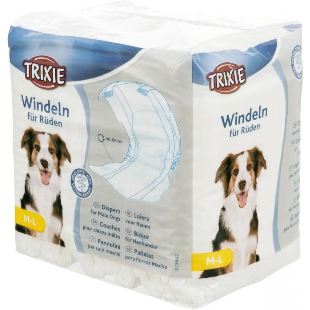 Підгузки Trixie для кобелів поліестер розмір M-L 46-60 см 12 шт