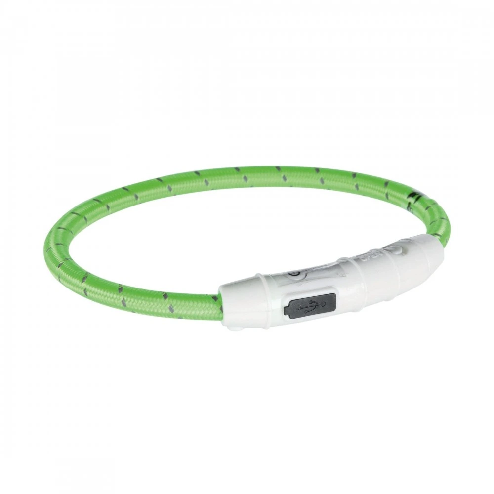 Нашийник Trixie Flash Light Ring USB для собак з підсвічуванням силіконовий зелений розмір XS-S 35 см/7 мм