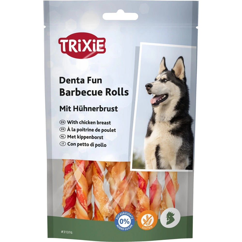 Ласощі Trixie Denta Fun Barbecue Rolls with chicken breast для собак Паличка для чищення зубів з курячою грудкою 12 см 80 г