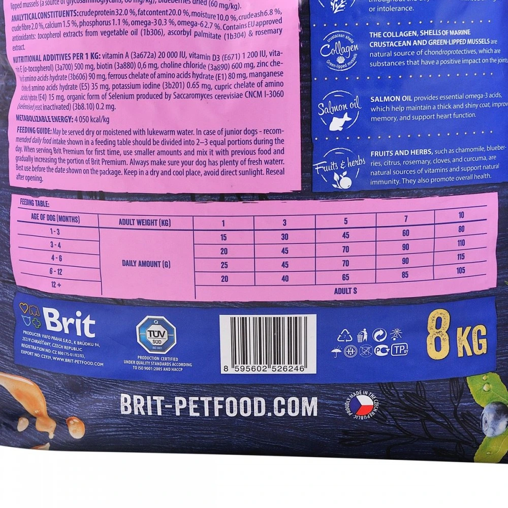 Корм сухий Brit Premium Dog Junior S для молодих собак дрібних порід від 1 до 12 місяців вагою 1-10 кг з куркою 8 кг