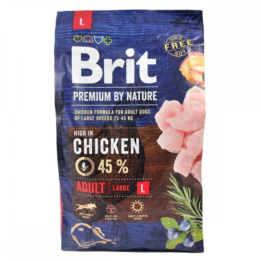 Корм сухий Brit Premium Dog Adult L для дорослих собак великих порід вагою 25-45 кг з куркою 3 кг