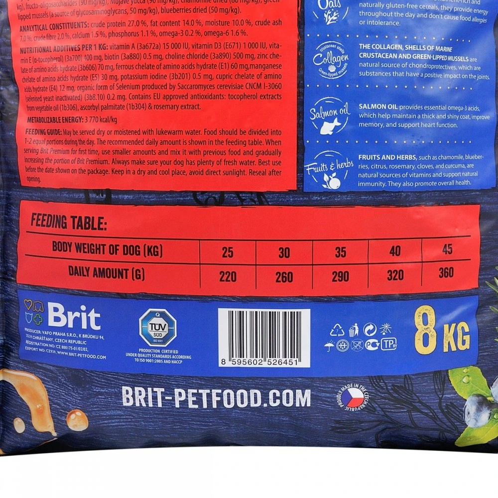 Корм сухий Brit Premium Dog Adult L для дорослих собак великих порід вагою 25-45 кг з куркою 8 кг