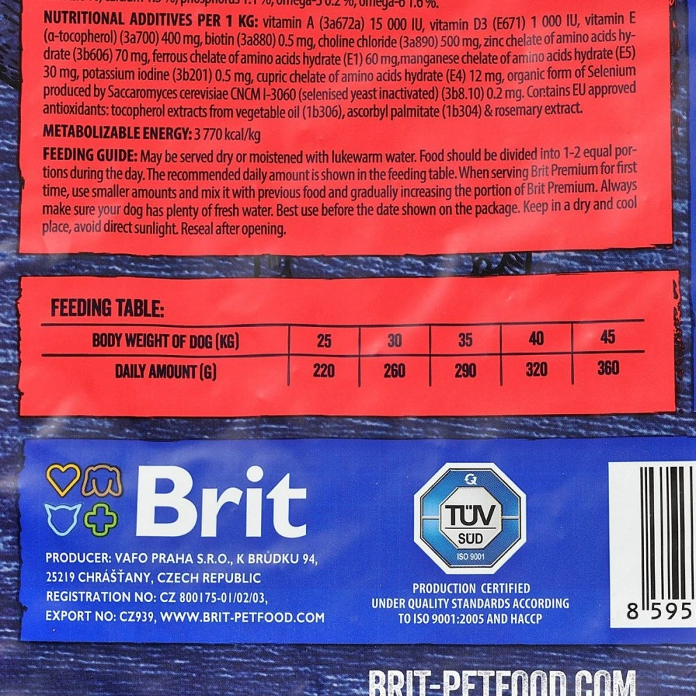 Корм сухий Brit Premium Dog Adult L для дорослих собак великих порід вагою 25-45 кг з куркою 15 кг