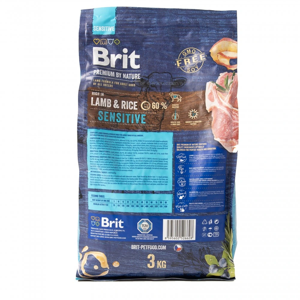 Корм сухий Brit Premium Dog Sensitive Lamb для собак усіх порід з чутливим травленням з ягнятиною 3 кг