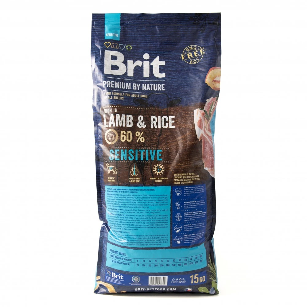 Корм сухой Brit Premium Dog Sensitive Lamb для собак с чувствительным пищеварением с ягненком 15 кг