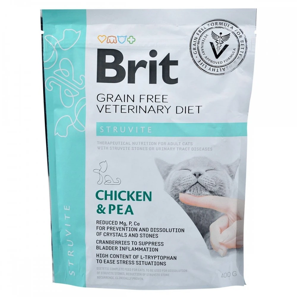 Сухой корм Brit Grain Free VetDiet Cat Struvite для кошек при мочекаменной болезни с курицей и горохом 400 г