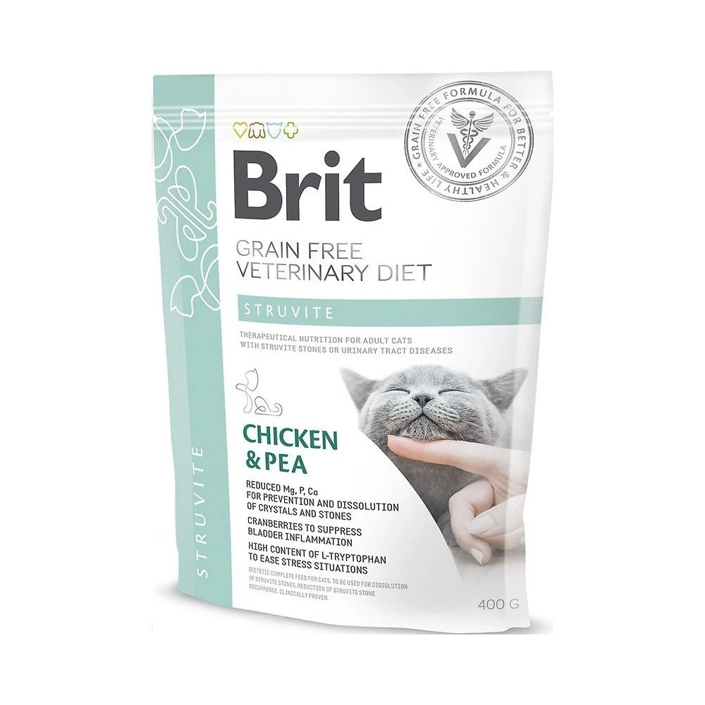 Сухой корм Brit Grain Free VetDiet Cat Struvite для кошек при мочекаменной болезни с курицей и горохом 400 г