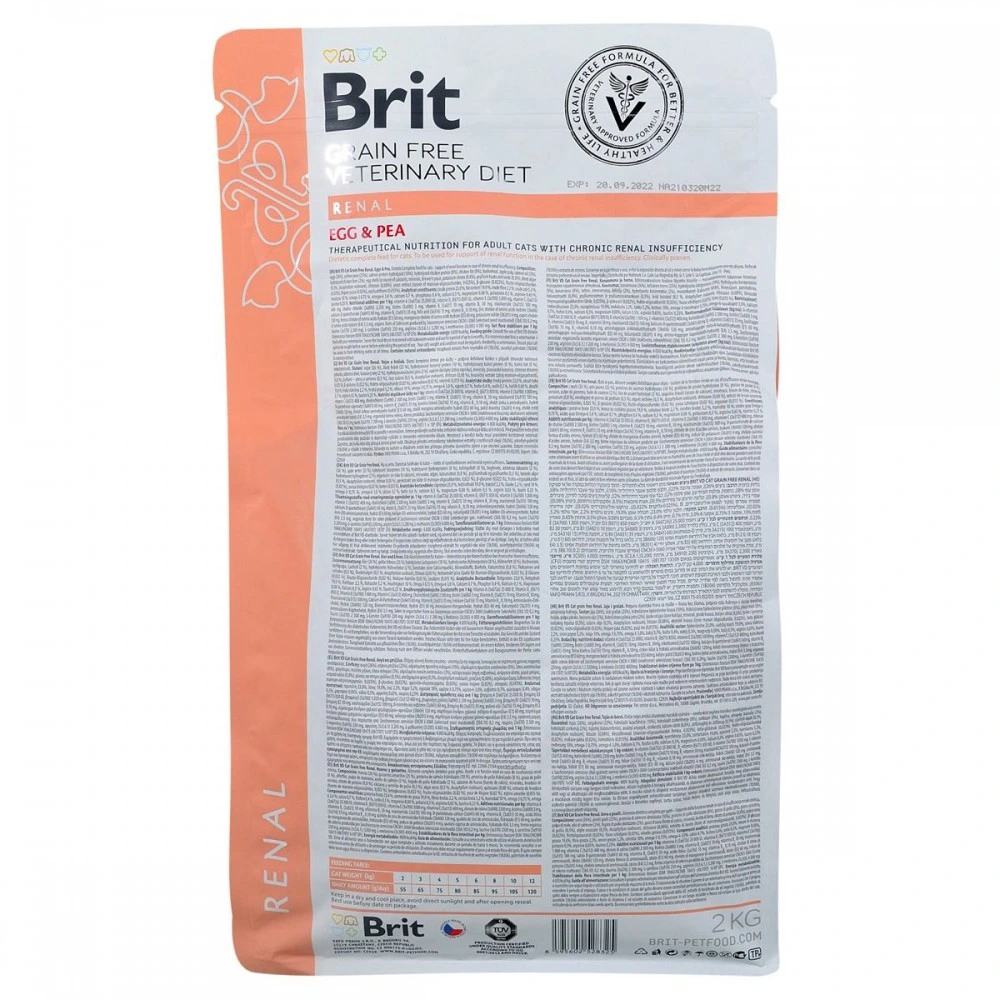 Корм сухий Brit Grain Free VetDiet Cat Renal для котів з захворюванням нирок з яйцем та горохом 2 кг