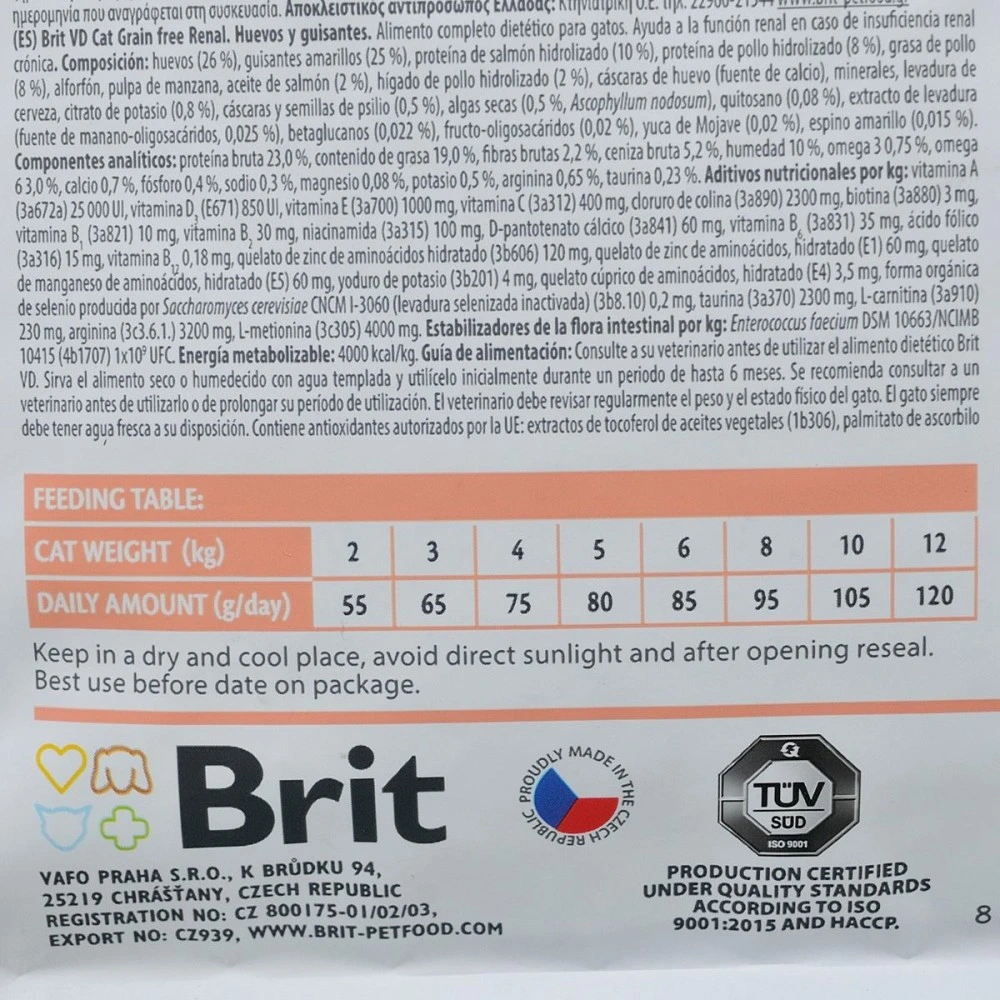Корм сухий Brit Grain Free VetDiet Cat Renal для котів з захворюванням нирок з яйцем та горохом 2 кг