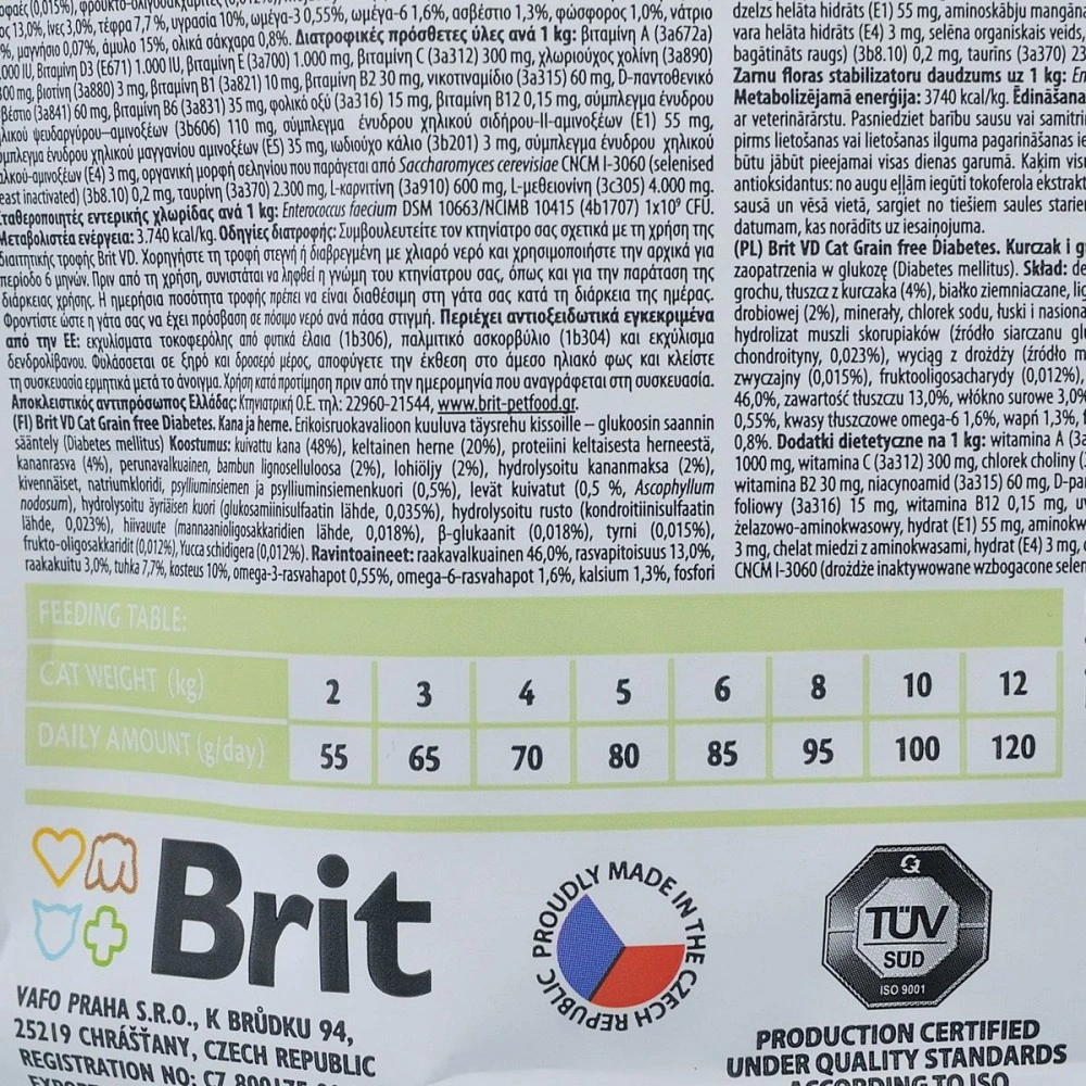 Корм сухий Brit Grain Free VetDiet Cat Diabetes для котів з цукровим діабетом беззерновий з куркою та горохом 400 г