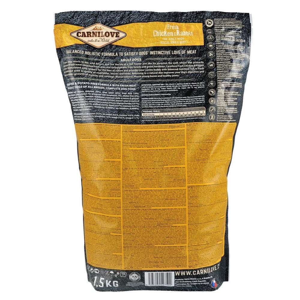 Корм сухий Carnilove Fresh Chicken and Rabbit for Adult dogs для дорослих собак усіх порід з куркою та кроликом 1,5 кг