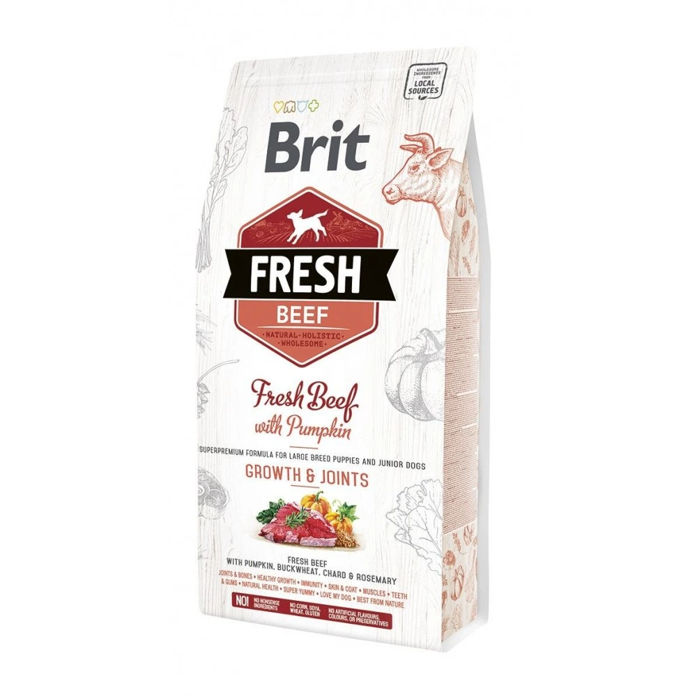 Корм сухий Brit Fresh Beef/Pumpkin Puppy Large для цуценят та молодих собак великих порід з яловичиною та гарбузом 2,5 кг