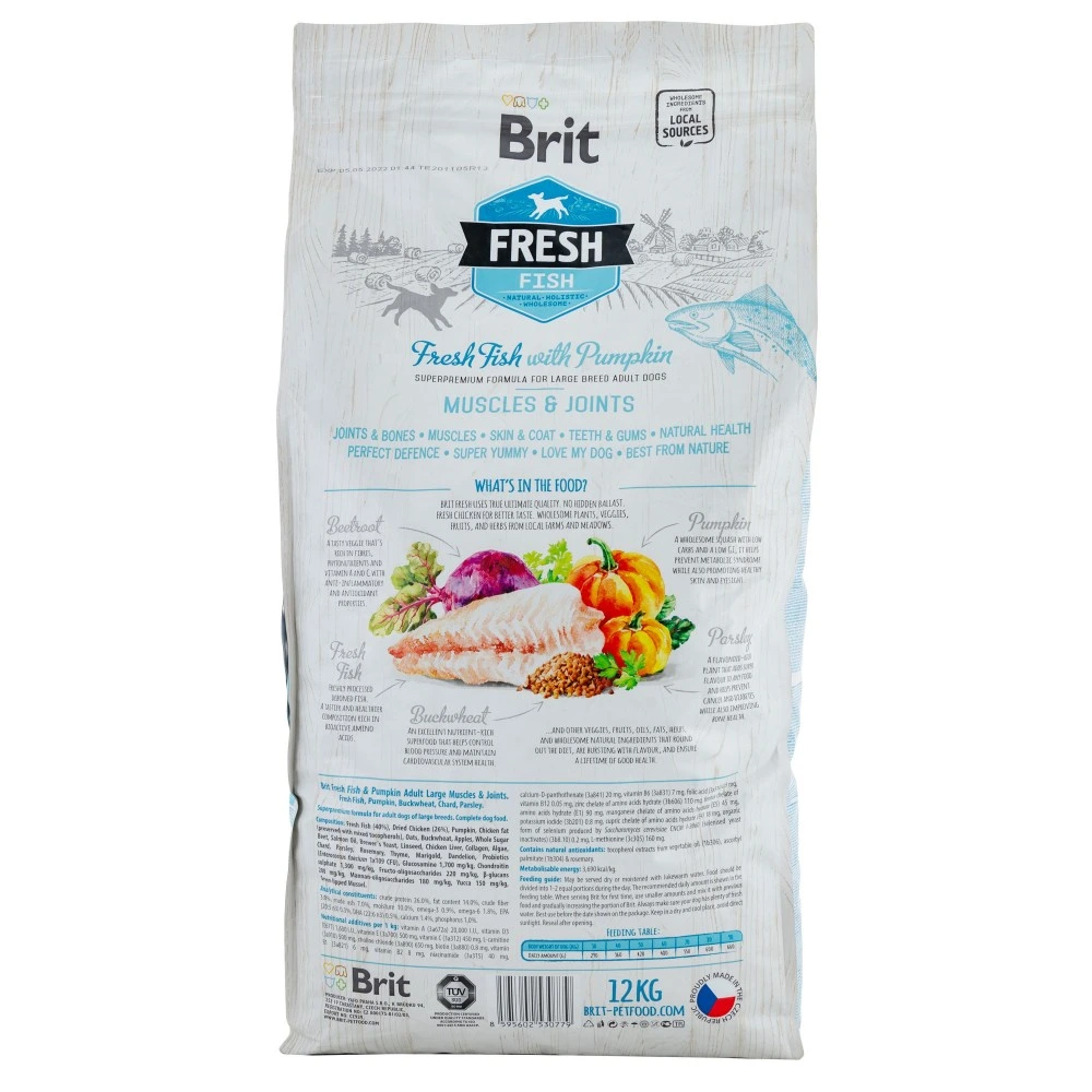 Корм сухий Brit Fresh Fish/Pumpkin Adult Large для дорослих собак великих порід для м язів та суглобів з рибою та гарбузом 12кг