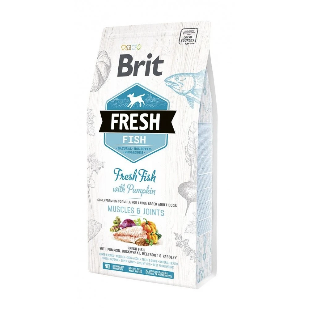 Корм сухий Brit Fresh Fish/Pumpkin Adult Large для дорослих собак великих порід для м язів та суглобів з рибою та гарбузом 2