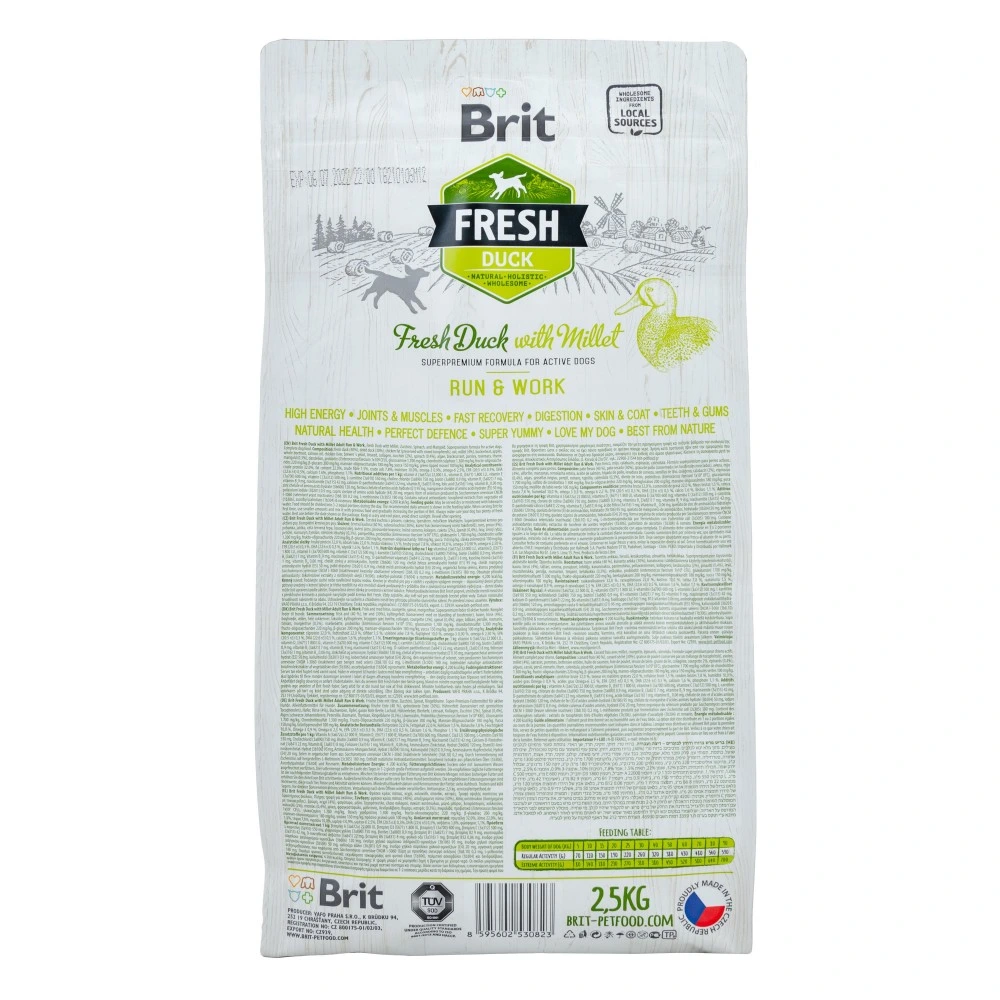 Сухой корм Brit Fresh Duck/Millet Active Run and Work для взрослых активных собак с уткой и пшеном 2,5 кг