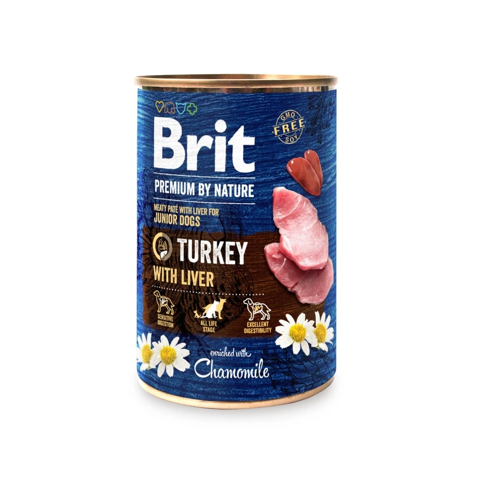 Корм вологий Brit Premium by Nature k консерви для собак з індичкою та індичою печінкою 400 г