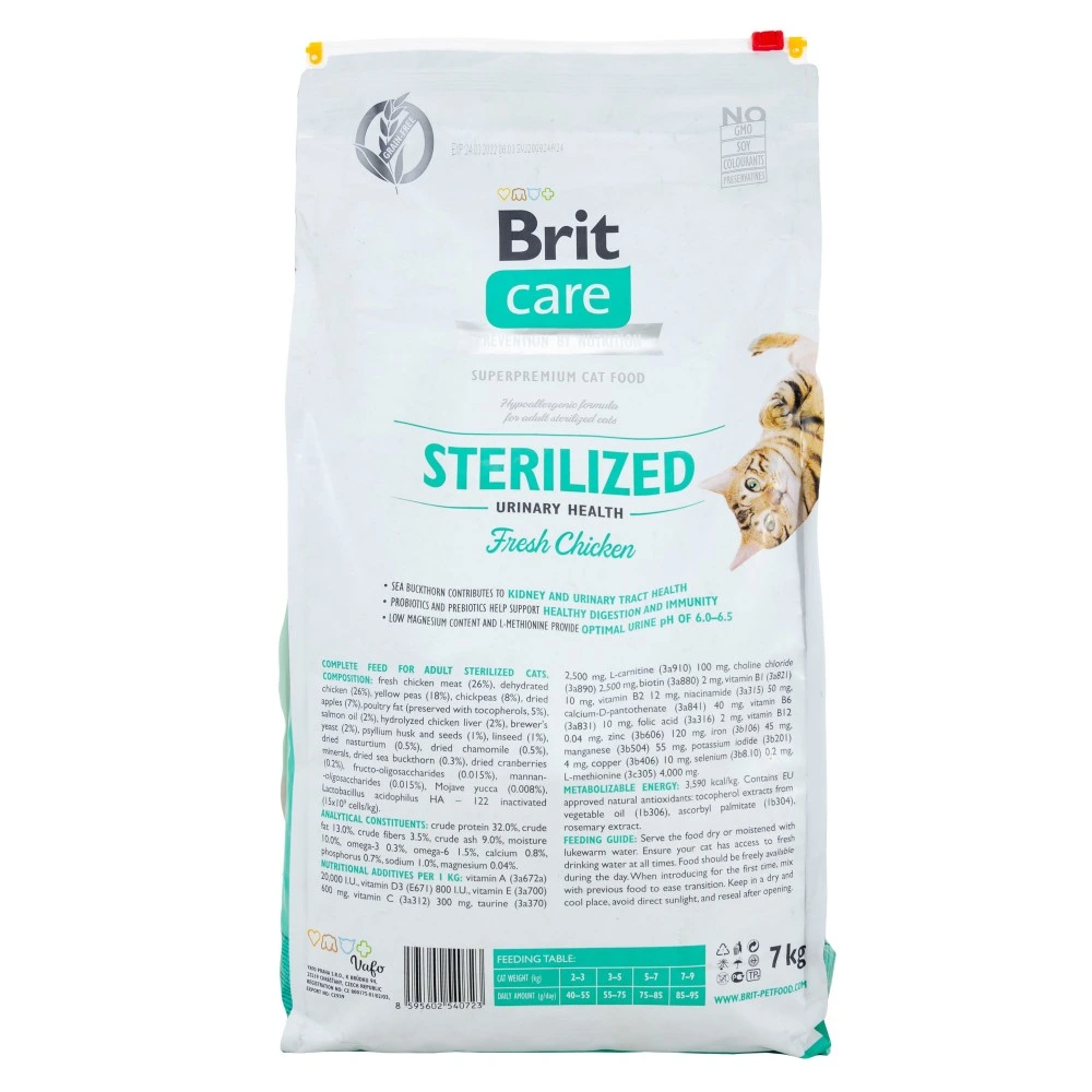 Корм сухой Brit Care Cat Grain Free Sterilized Urinary Health для стерилизованных кошек для поддержания мочеполовой системы
