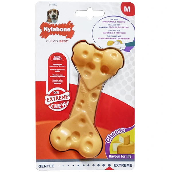 Жувальна іграшка для собак Nylabone Extreme Chew Cheese Bone, розмір M, смак сиру