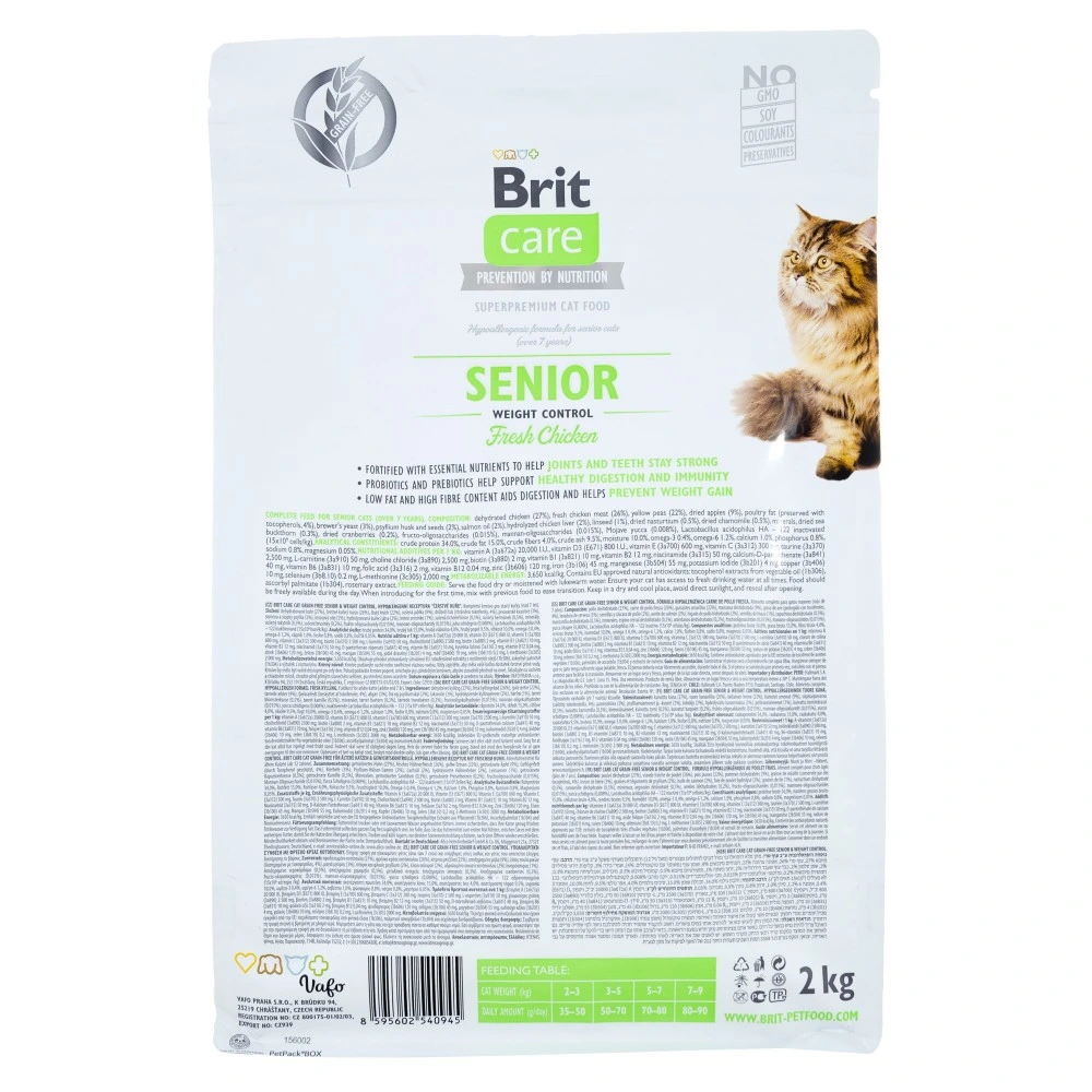Корм сухий Brit Care Cat Grain Free Senior Weight Control для котів похилого віку з надмірною вагою з куркою 2 кг