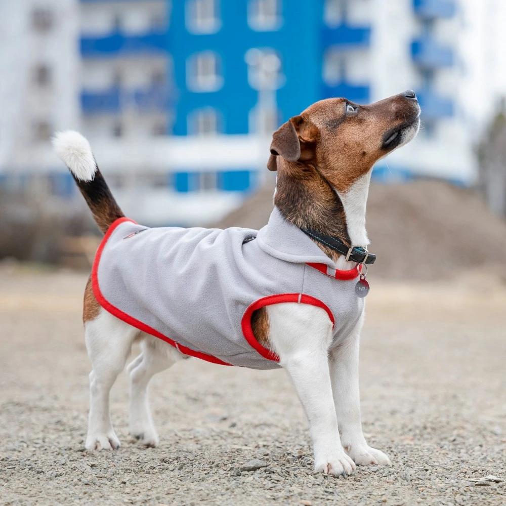Жилет Pet Fashion Fleecy для собак сірий/червоний ХS2