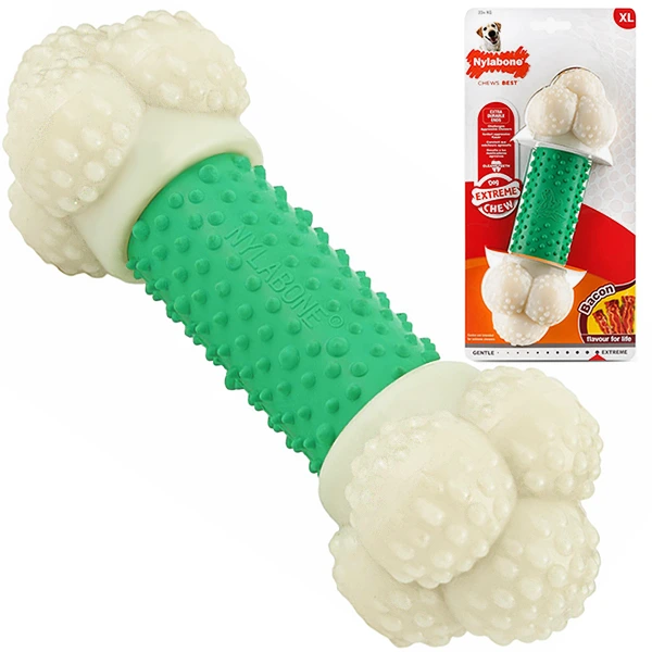 Жувальна іграшка для собак Nylabone Extreme Chew Double Action, розмір XL, смак бекону