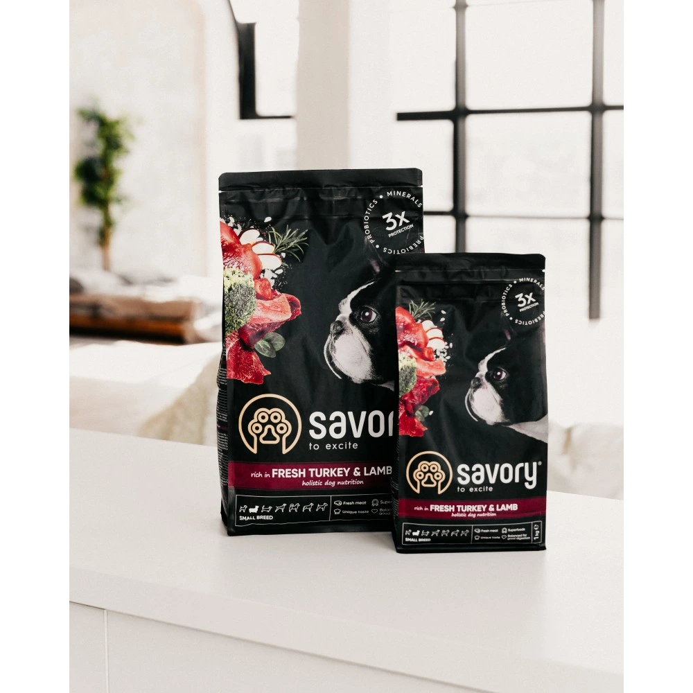 Корм сухий Savory Small Breed rich in Fresh Turkey and Lamb для дорослих собак малих порід до 10 кг зі свіжим ягням та індич