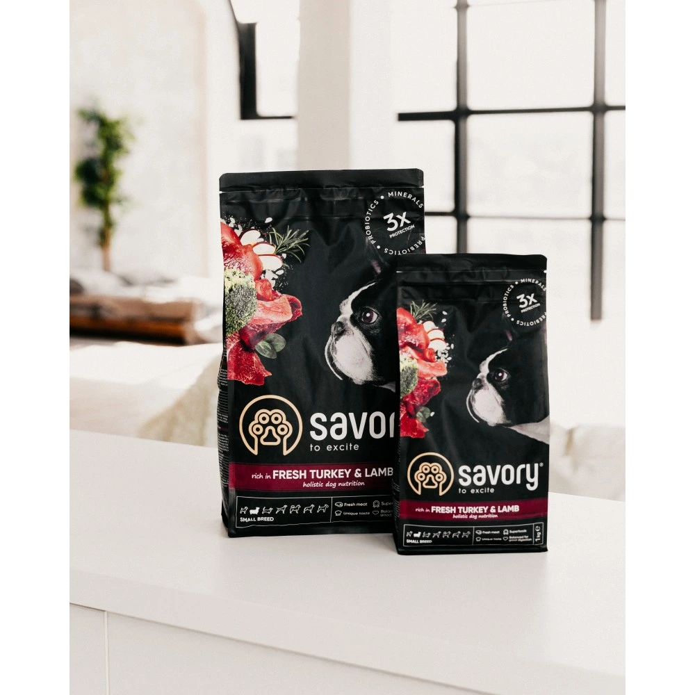 Корм сухий Savory Small Breed rich in Fresh Turkey and Lamb для дорослих собак малих порід до 10 кг зі свіжим ягням та індич